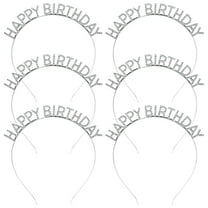 6 Pieces Sparkling Sliver Metal Rhinestone Happy Birthday Headbands Hair Crowns Tiaras Bands Birthday Party Hair Accessories for Toddler Girls Boys Kids Teens Women