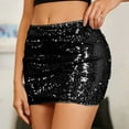 thumbnail image 2 of CharmCyan Sequin Mini Skirt for Women High Waist Bodycon Stretchy Short Skirt Shimmering Club Party Wear Above Knee Length Black L, 2 of 6