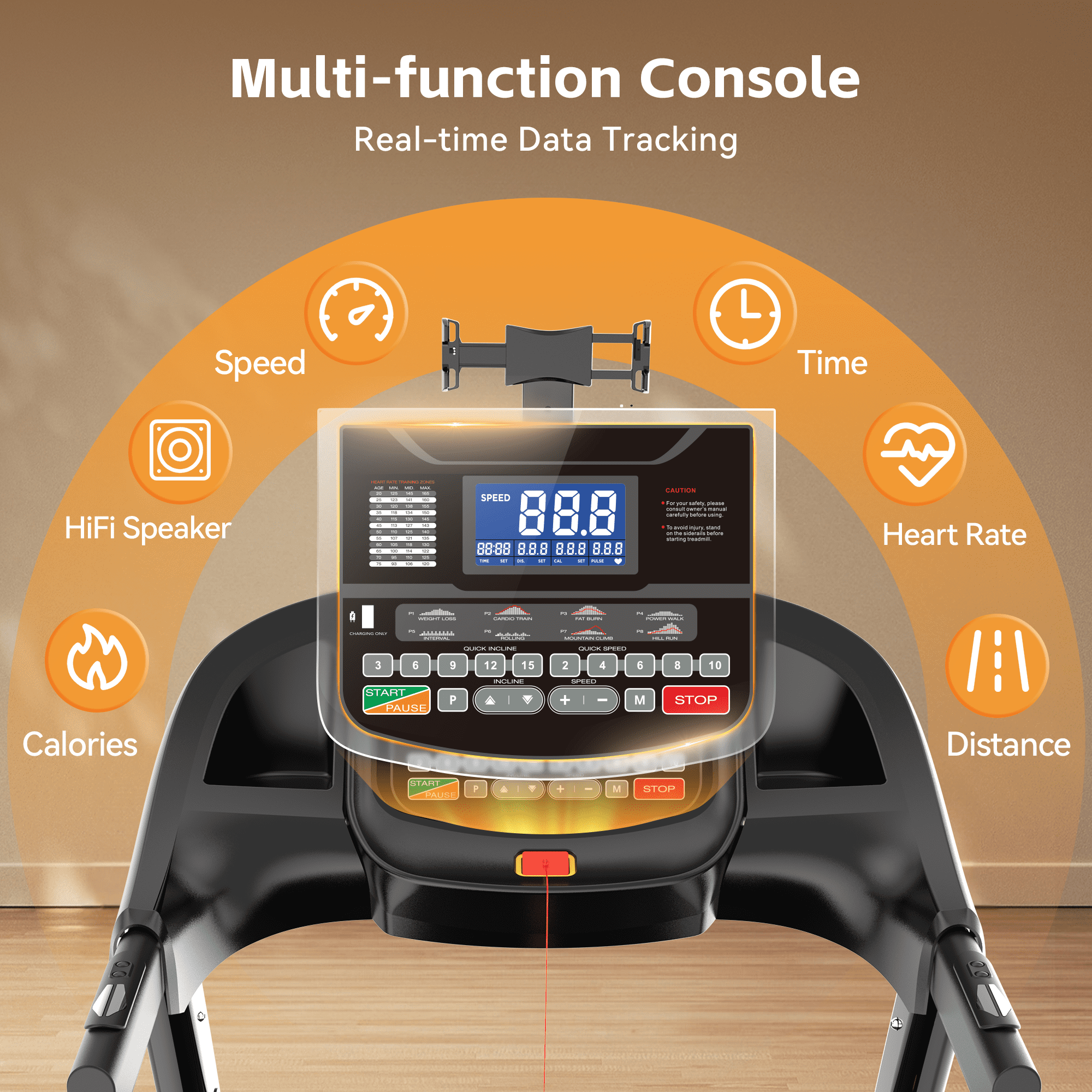 Treadmill with 15% Auto Incline, Treadmills for Home, Treadmill with 300lbs Capacity, Folding Treadmill with 18’’ Wide Belt, 4.5HP Brushless Motor, APP Control, 0.6-10MPH, 64Preprograms