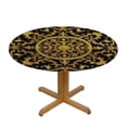 thumbnail image 3 of WYYP  Black Yellow Elastic Edged Polyester Fitted Table Cover Moon Star Figures Mystical Mandala Waterproof Wipeable Round Table Cover for Indoor Patio Use Mandala Diameter Tables White, 3 of 7