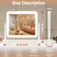 thumbnail image 2 of FENNIO Vanity Mirror with Lights, 14"x12", Modern, White Aluminum Frame, Tabletop Mount, Smart Touch Sensor, 3-Color Lighting, 2 of 8