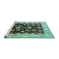 thumbnail image 2 of Ahgly Company Machine Washable Indoor Square Oriental Turquoise Blue Industrial Area Rugs, 3' Square, 2 of 4