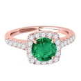 thumbnail image 2 of Aonejewelry 1.35 Carat Ttw Halo Emerald and Diamond Engagement Ring Crafted In 14k Solid Rose Gold, 2 of 4