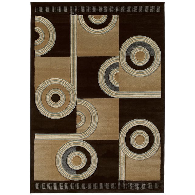 United Weavers Contours Spiral Canvas Chocolate Runner Rug