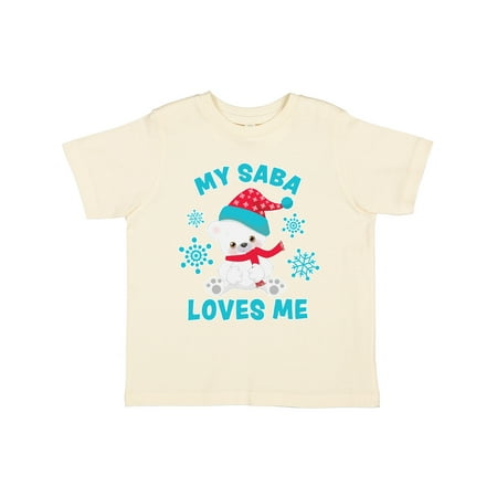 

Inktastic Polar Bear My Saba Loves Me in Santa Hat with Snowflakes Gift Toddler Boy or Toddler Girl T-Shirt