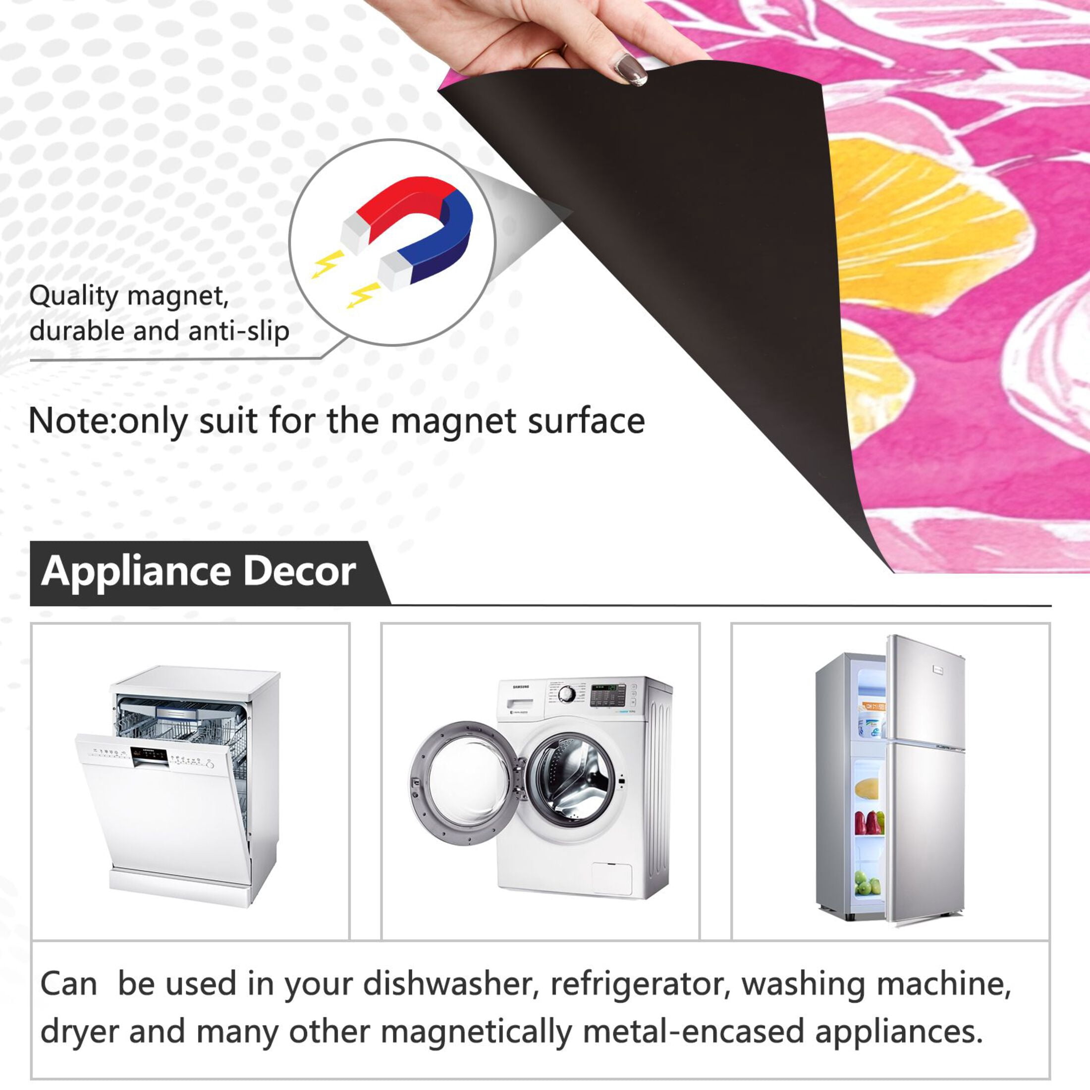 Dishwasher Magnetic Sticker 23x26 Inch Refrigerator Magnetic Sticker Washing Machine Magnetic Sticker Kitchen Panel Magnetic Sticker Home Decor Beautiful Yellow Flower