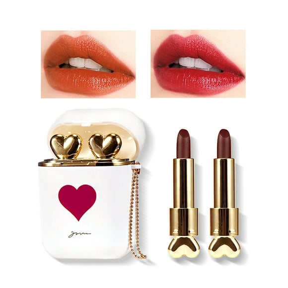Clearance!DHALL Lipstick,Lip Makeup,Lipstick Makeup Set Waterproof Long Lasting Velvet Moisturizing Lip Stain Earphone Dual Color Lip Gloss Non Stick Cup Lip Make Up Gift Kit For Girls,Nude Lipstick