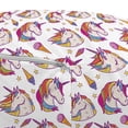 thumbnail image 3 of Unicorn Party Pouf Cover with Zipper, Cartoon Pattern with Colorful Maned Horn Horse and Ice Creams, Soft Decorative Fabric Unstuffed Case, 30" W X 17.3" L, Multicolor, by Ambesonne, 3 of 5