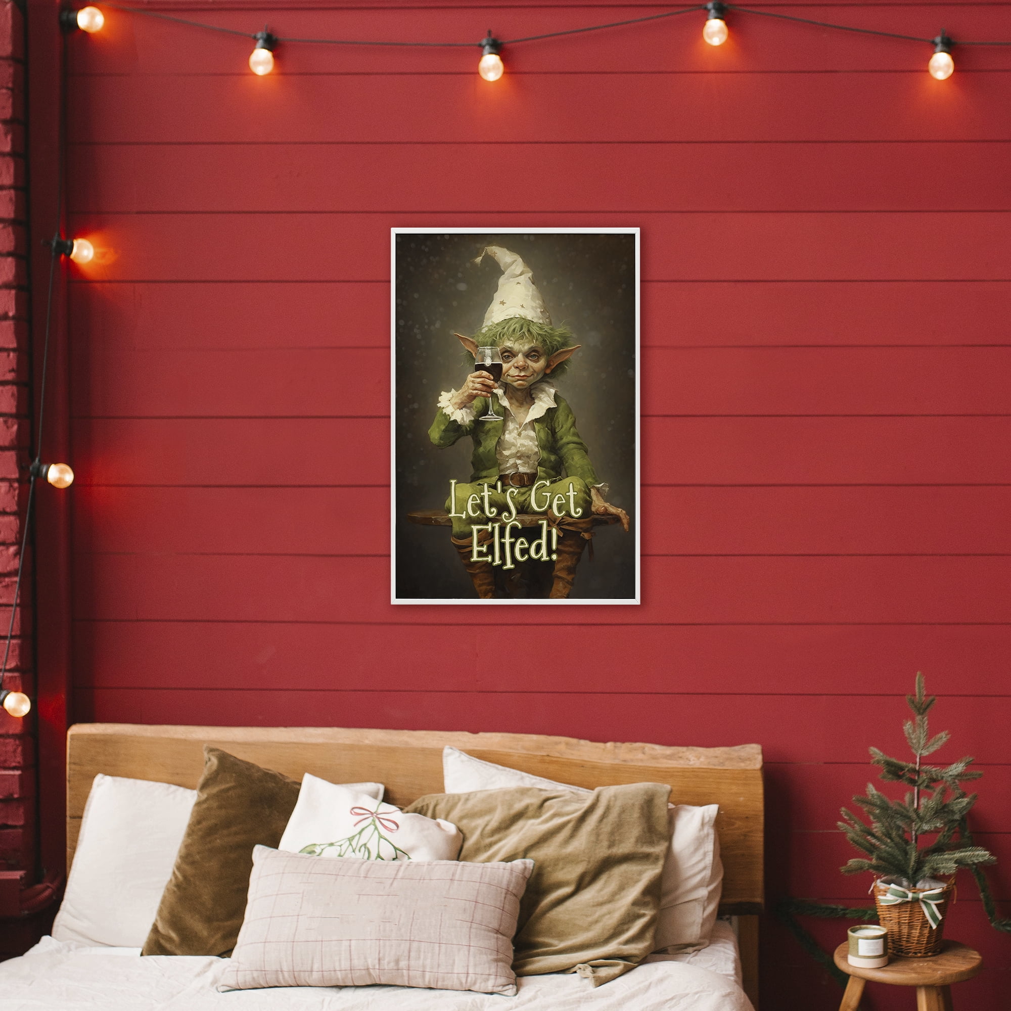 Stupell Industries Let's Get Elfed White Framed Giclee Art, design by Tina LeCour