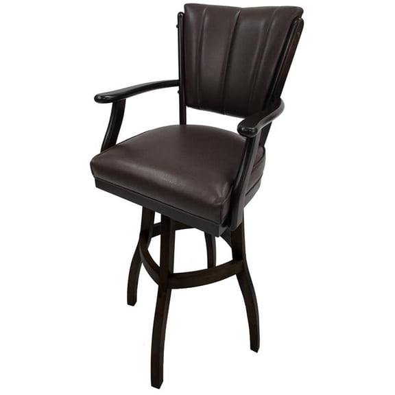 Tobias Designs Classic 30" Swivel Wood Bar Stool in Brown - Vinyl