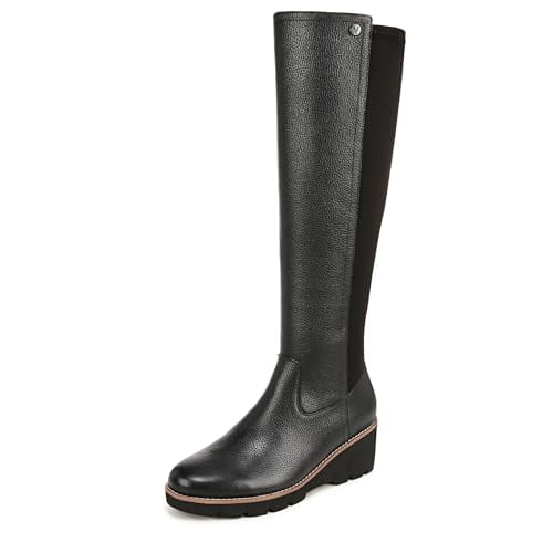 Vionic Ashland Knee High Wedge Boot Black Leather  J0749M1001 Women's Size 7.5