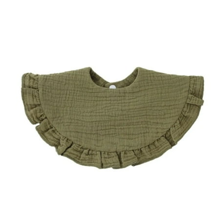 Solid Color Burp Cloth Large Feeding Bib Baby Boys Girls Ruffle Bib Neck Scarf G99C autumn green