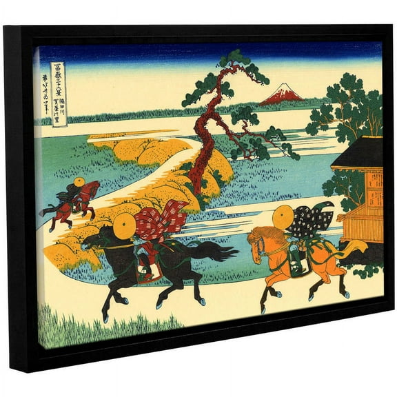 ArtWall Katsushika Hokusai "The Fields of Sekiya By the Sumida River" Gallery-Wrapped Floater-Framed Canvas