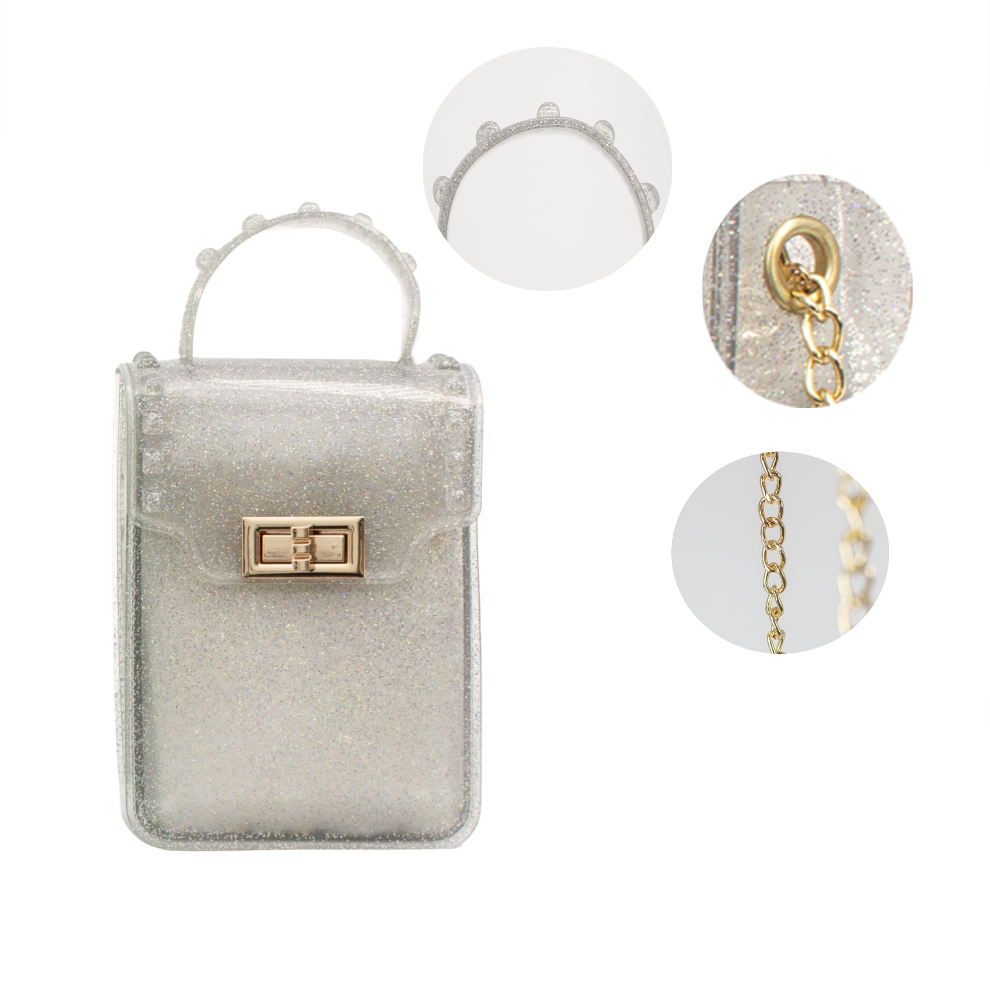 Olivia and Kate Women’s Small Silver Jelly Purse Crossbody Everyday Shoulder Bag