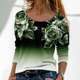 thumbnail image 2 of Kayannuo Fall Womens Shirts Long Sleeve Print Floral Graphic Round Neck Long Sleeve Tops Women Fashion Women's Round- Neck Printing Gradient Color Recreational Long Sleeve Tops, 2 of 8