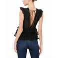 thumbnail image 2 of alice + olivia womens  Blanche V Neck Ruffle Silk-Blend Swing Top, l, Black, 2 of 4