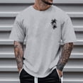 thumbnail image 2 of Krdevn Men's Summer Short Sleeve Round Neck T Shirt Coconut Tree Print Trend Down Shirt Top,XL, 2 of 4