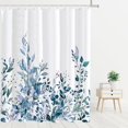 thumbnail image 2 of Blue Eucalyptus Leaves Shower Curtain, Watercolor Leaves Plant with Floral Bathroom Decoration Shower Curtain Sets 71x71 Inch with Hooks, 2 of 6
