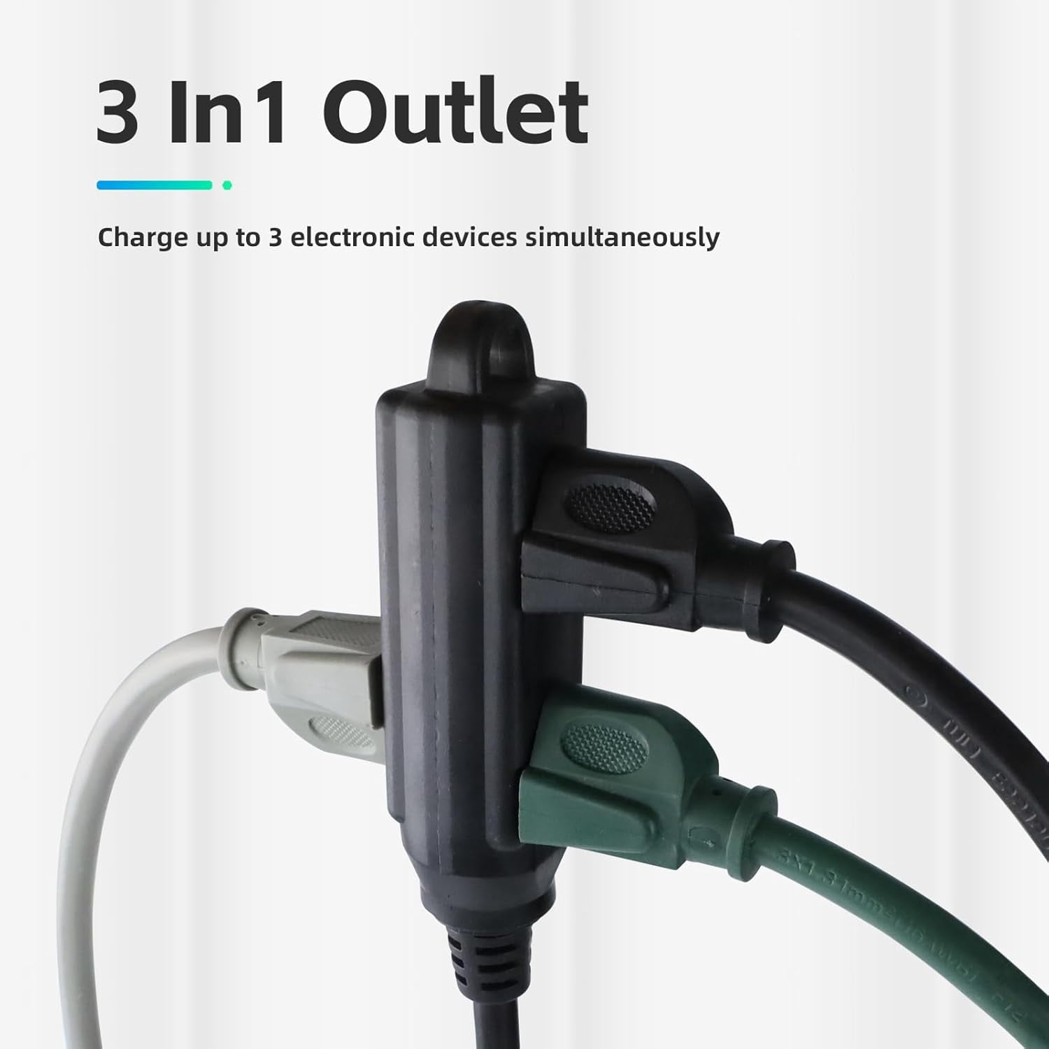 Low Profile 6 Ft Flat Plug Extension Cord - 16 AWG 3 Prong Grounded Cable with 3 Outlets, Perfect for Indoor Use, Black, UL Listed