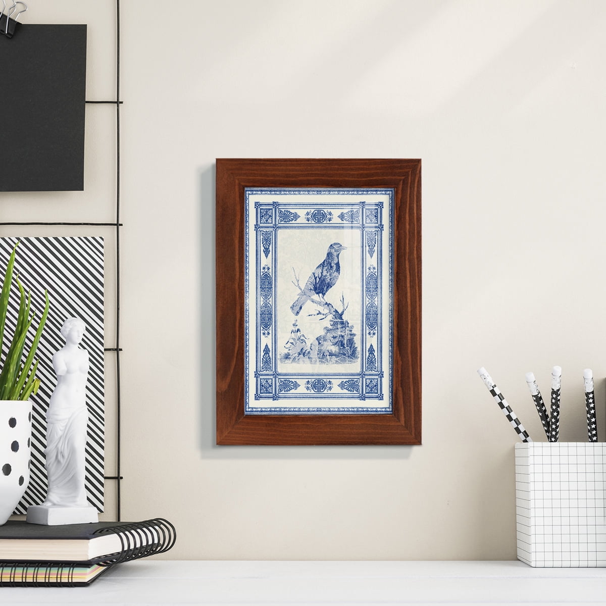 Toile de Jouy I -Framed Print w/glass-Chestnut