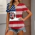 thumbnail image 7 of LWavelet Fourth of July Shirts for Women Short Sleeve Tops V-Neck Casual USA Patriotic Floral Embroidered Tee Wine L, 7 of 7