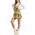 thumbnail image 4 of INSPIRE CHIC Women's Pinafore Overall Dress Checks Adjustable Strap Suspender Skirt XL Yellow, 4 of 6