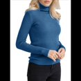 thumbnail image 1 of Suéteres Acanalados para Mujer, Lindos Suéteres de Punto de Cuello Alto, Ajustados y Cálidos Azul Vaquero un Tamaño, 1 of 8