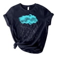 thumbnail image 1 of Pompotops Mode Femmes T-Shirt Imprimé Soleil Lune Col Rond Manches Courtes Tee Décontracté, 1 of 3