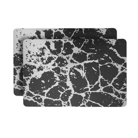 

Dainty Home Marble Cork Foil Printed Marble Granite Designed Thick Cork Textured 12 x 18 Rectangle Placemat Set of 2 in Black And Silver