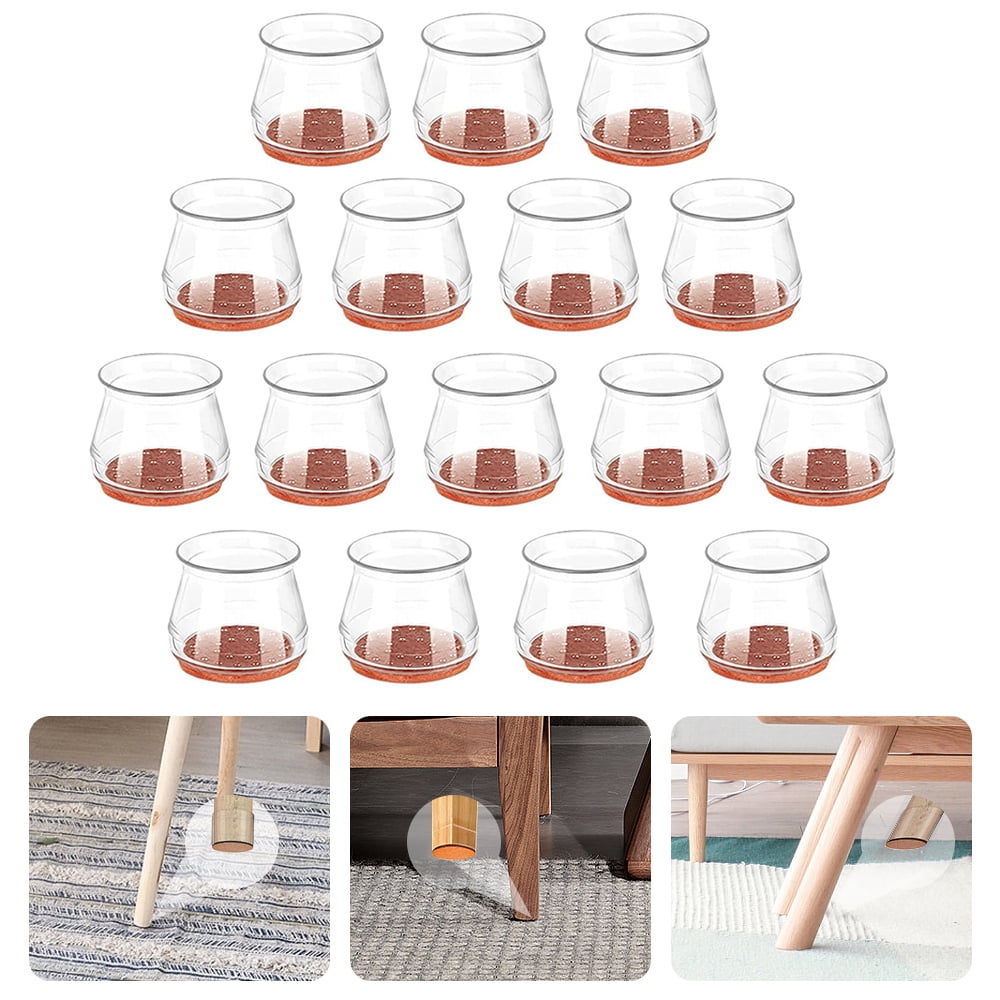 SHWCELL 16Pcs Rubber Chair Leg Caps, Chair Leg Protectors, Clear