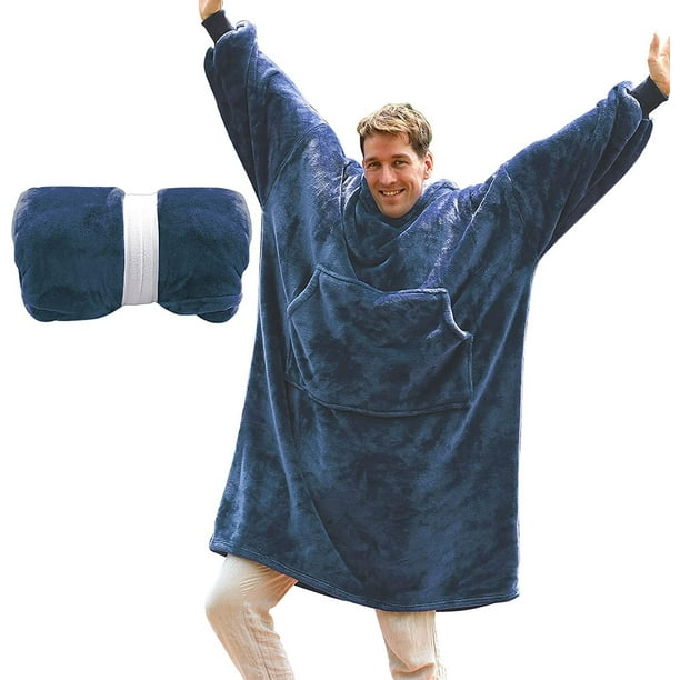 Manta con capucha extendida de franela de doble cara para parejas, manta para TV, ropa cómoda para el hogar multicolor