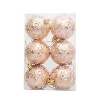 XEOVHV 6 PCS Christmas Ornaments Set, 2.4 Inch Distressed Metal Christmas Balls with Embossed Stars, Retro Christmas Balls with Hanging Loop for Christmas Tree Decor (Gold)