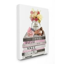 Stupell Industries Floral Jar and Brushes Glam Fashion Book Pile Design by Ziwei Li, 36" x 48"