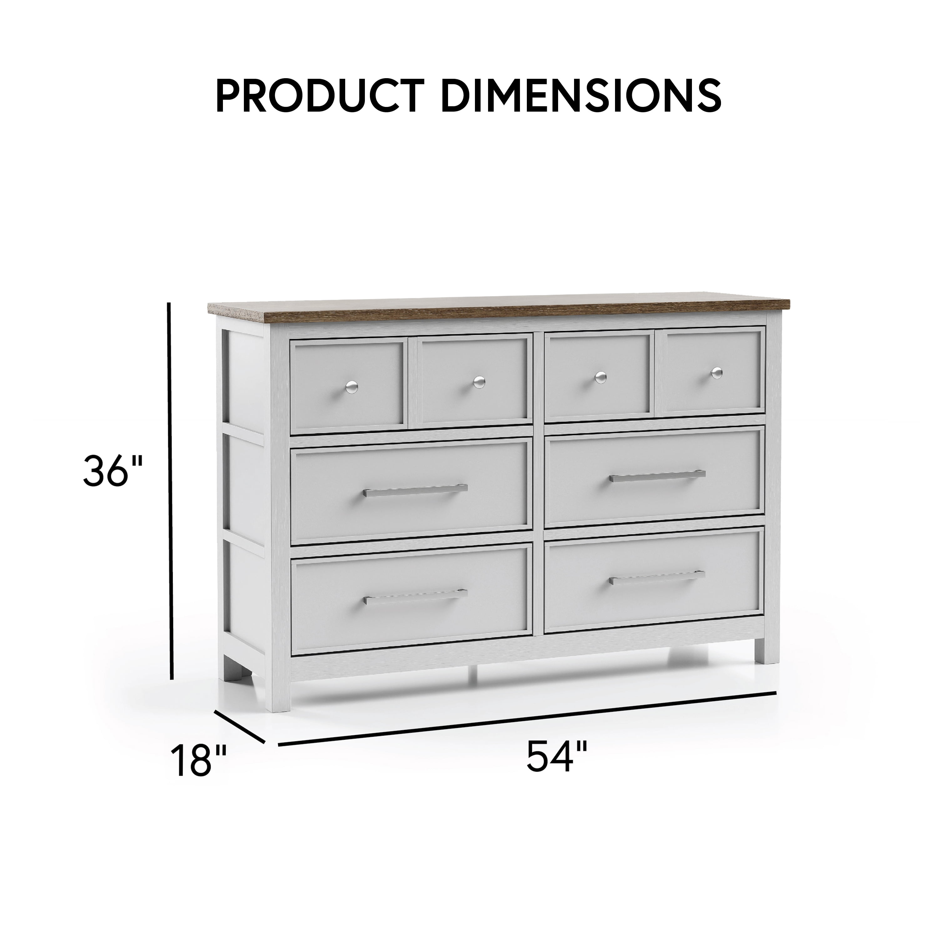 Furniture of America Yvara Modern 6-Drawer Dresser, White