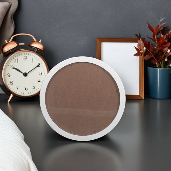 COOPHYA White Wooden Round Photo Frame with Artistic Circular Design for Wall Mounted Living Room Decor