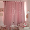 thumbnail image 6 of Willstar 1/2PCS Full Blackout Curtain Double-decker Nordic Style Bedroom Living Room Curtain Hollow Star Net Princess Wind Curtain, 6 of 7