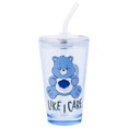 thumbnail image 1 of Silver Buffalo Care Bears Grumpy Bear Like I Care Vaso De Pinta Con Tapa Y Pajita De Cristal, 16 Onzas, 1 of 5