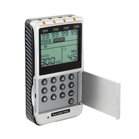DJO Global Digital 4-channel TENS and EMS combo unit complete with eight electrodes.