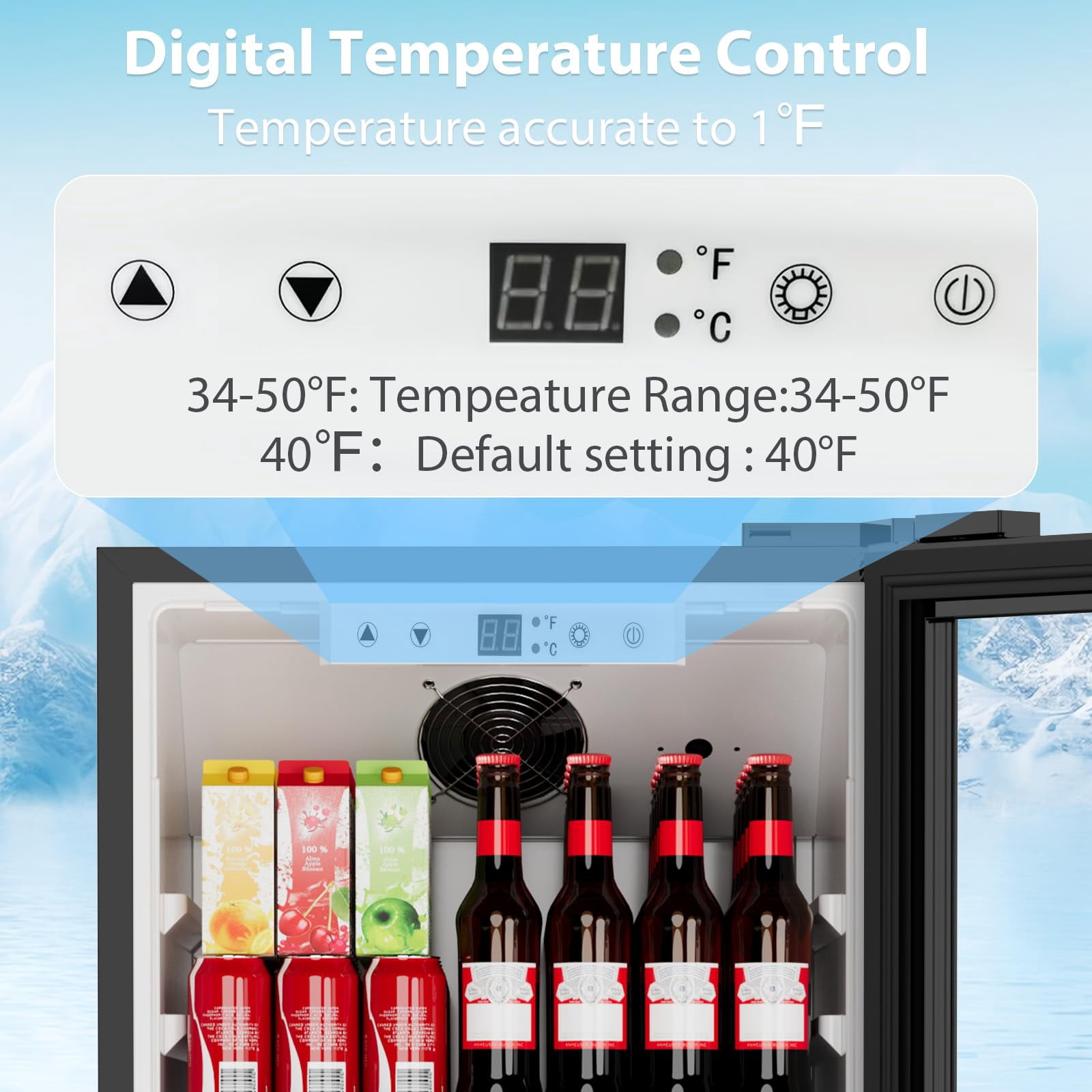Auseo Commercial&Residential Display Refrigerator,Beverage Refrigerator with Double Tempered Glass Door, 34℉–50°F Drink Fridge for Home/Office/Bar/Restaurant