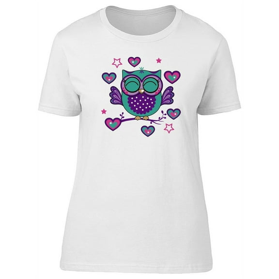 Cute Green Owl Doodle Tee Women's -Image by Shutterstock