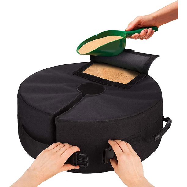 Bolsa de pesas para base de sombrilla de patio redonda TomteNisse, adecuada, resistente al viento, bolsas de arena estables con gran apertura, bolsa de pesas de base portátil con a