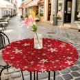 thumbnail image 6 of Red Snowflake Christmas Round Tablecloth for 55-60 Inch Tables,Fitted Table Cover with Elastic Edge,Xmas Snowflake Modern Art Winter Waterproof Outdoor Table Cloth Protector for Patio Garden Dinner, 6 of 9