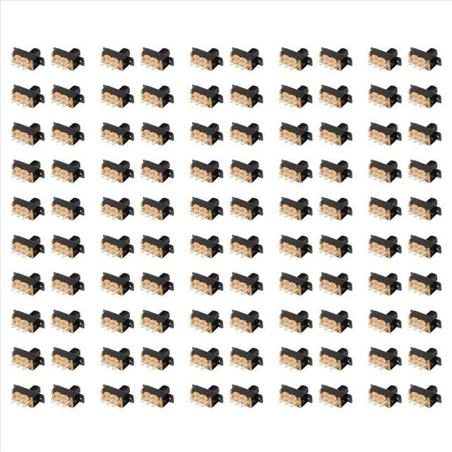 100 Pcs SS22F25-G7 2 Position DPDT 2P2T Panel Mount Mini Slide Switch Solder Lug,100 x Slide Switch,Silver Tone& Black