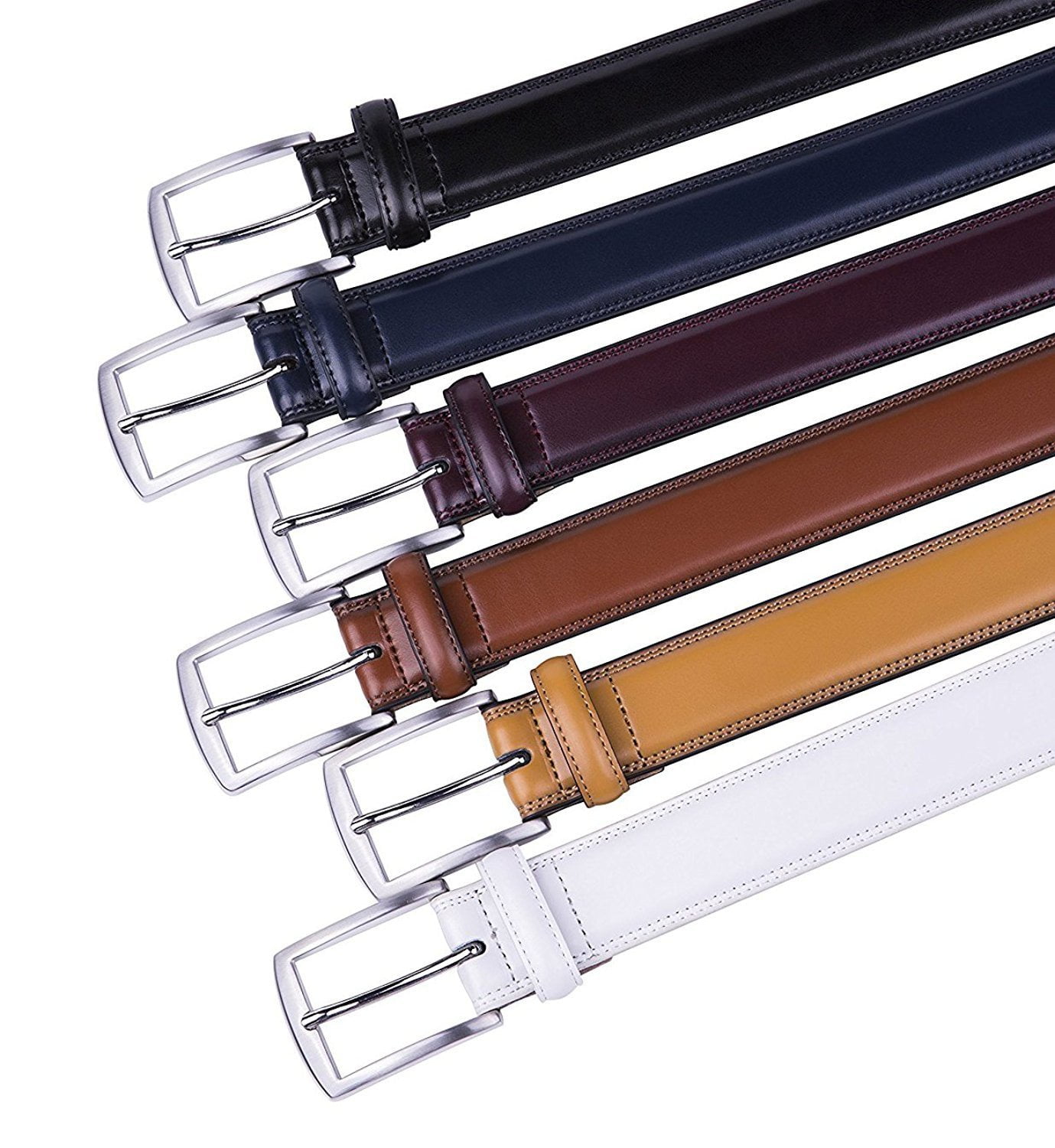Men's Belt, Genuine Leather Dress Belts for Men - Classic & Fashion Design for Work Business and Casual (White, 36in)