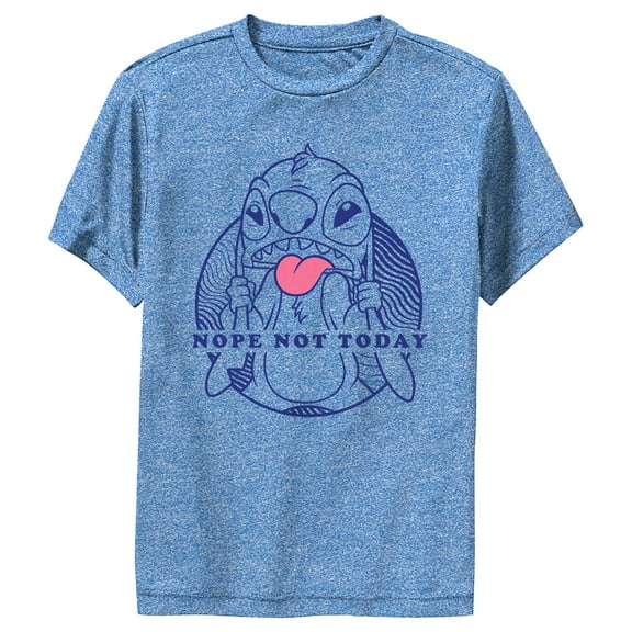 Boy's Lilo & Stitch Nope Not Today Angry Stitch Performance Graphic Tee Royal Blue Heather Small