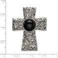 thumbnail image 4 of Sterling Silver Antiqued Filigree Black Onyx Cabochon Slide (41 X 32) Made In China qc9043, 4 of 5
