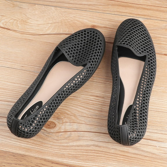 WHAMVOX HOMEMAXS Beach Shoes 1 Set Breathable Cool Durable Simple Hollow Plastic Shallow Flat Leisure Shoes for Outdoor Black 36 Yard
