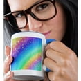 thumbnail image 2 of 3drose, Pastel Rainbow, Gradient, Colorful, Image of Sparkles, Glam, Pretty, 11oz Two-tone Blue Mug, 2 of 6