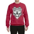 thumbnail image 2 of Drawn Tribal Wolf Animal Lover Unisex Crewneck Graphic Sweatshirt, Vintage Heather Red, Large, 2 of 3