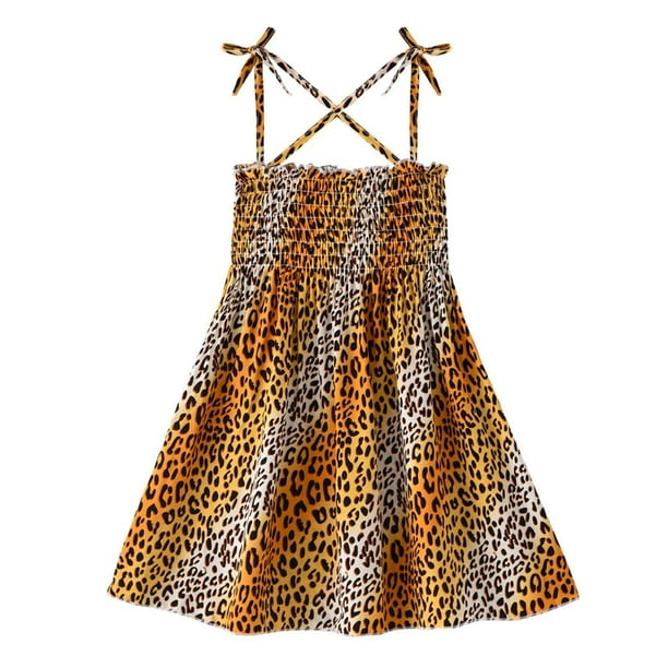 Vestido Para Niñas, Ropa Para Bebés, Verano, Niño Pequeño, Sin Mangas, Vestido Con Tirantes, Estampado Gráfico, Ropa Para Niños, Marrón Odeerbi LM103-1873